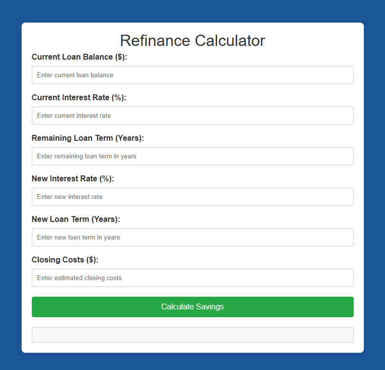 Refinance Calculator Preview